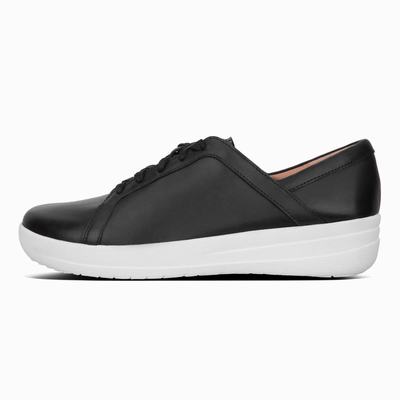 Fitflop F-Sporty II Leather Lace-Up Sneakers Dame, Svart 783-D15 Salg